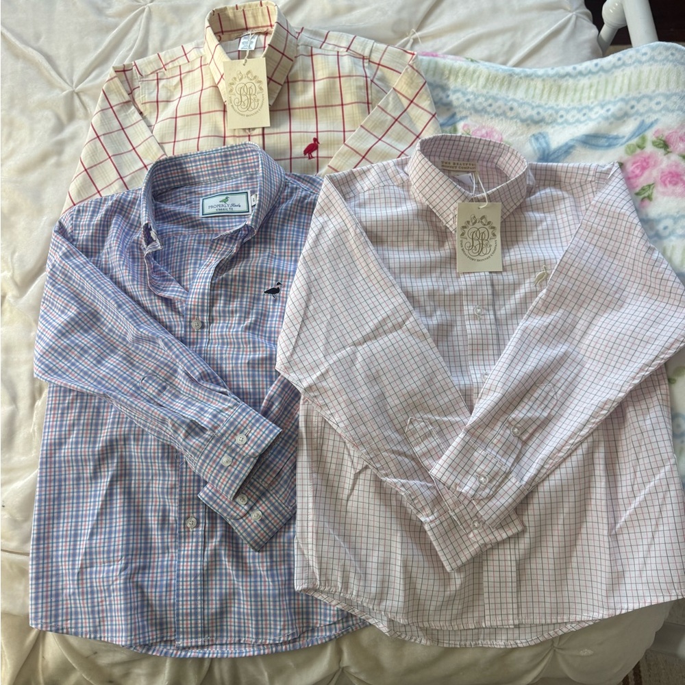 The Beaufort Bonnet Company Plaid Button-Down Shirt Trio - Blue, Pink, Cream